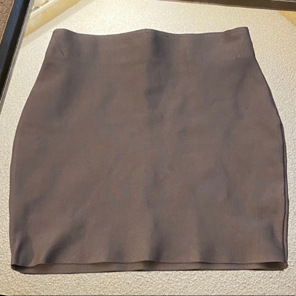 Silver High Waisted Ribbed Skirt